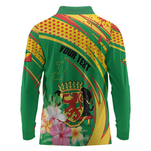 Personalized République du Congo Long Sleeve Polo Shirt Happy Republic Day - Grunge Style - African Pride