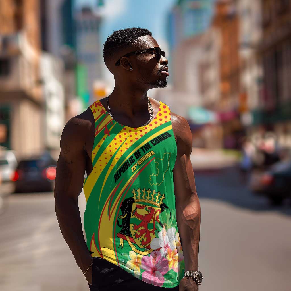 Personalized République du Congo Men Tank Top Happy Republic Day - Grunge Style - African Pride