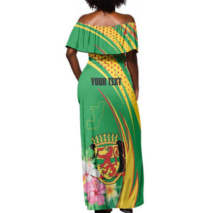 Personalized République du Congo Off Shoulder Maxi Dress Happy Republic Day - Grunge Style - African Pride