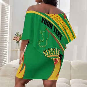 Personalized République du Congo Off Shoulder Short Dress Happy Republic Day - Grunge Style - African Pride