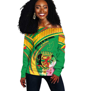 Personalized République du Congo Off Shoulder Sweater Happy Republic Day - Grunge Style - African Pride