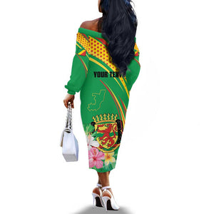 Personalized République du Congo Off The Shoulder Long Sleeve Dress Happy Republic Day - Grunge Style - African Pride