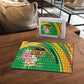 Congo Republic Day Puzzle Coat Of Arms With Tropical Flower