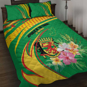 République du Congo Quilt Bed Set Happy Republic Day - Grunge Style - African Pride