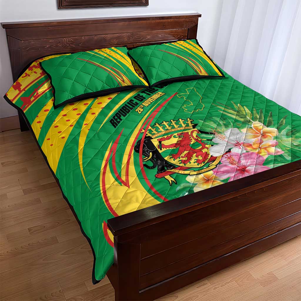 République du Congo Quilt Bed Set Happy Republic Day - Grunge Style - African Pride