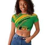 Personalized République du Congo Raglan Cropped T shirt Happy Republic Day - Grunge Style - African Pride
