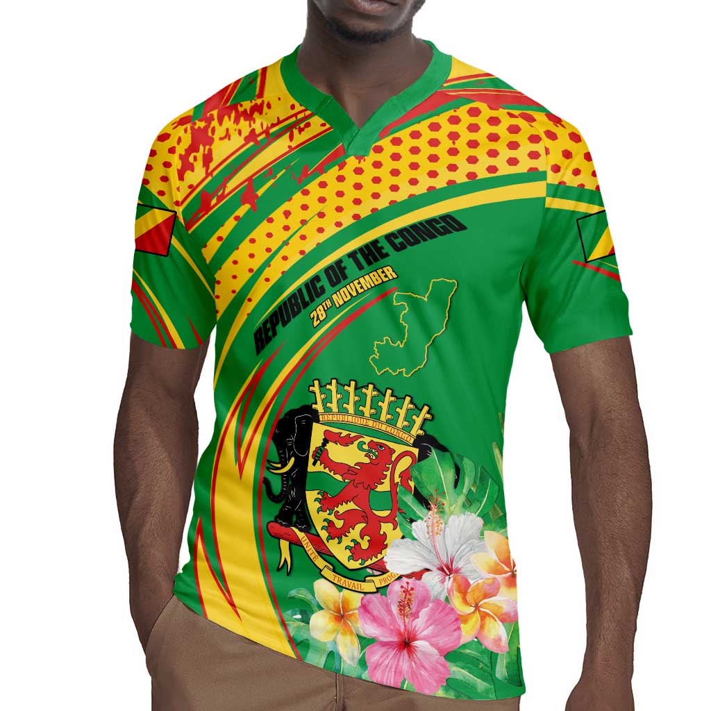 Personalized République du Congo Rugby Jersey Happy Republic Day - Grunge Style - African Pride