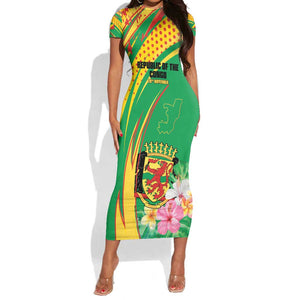 Personalized République du Congo Short Sleeve Bodycon Dress Happy Republic Day - Grunge Style - African Pride