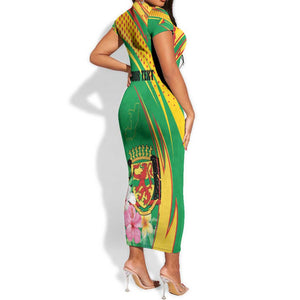 Personalized République du Congo Short Sleeve Bodycon Dress Happy Republic Day - Grunge Style - African Pride