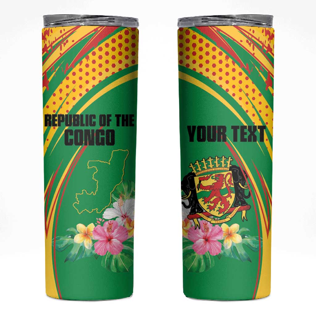 Personalized République du Congo Skinny Tumbler Happy Republic Day - Grunge Style - African Pride