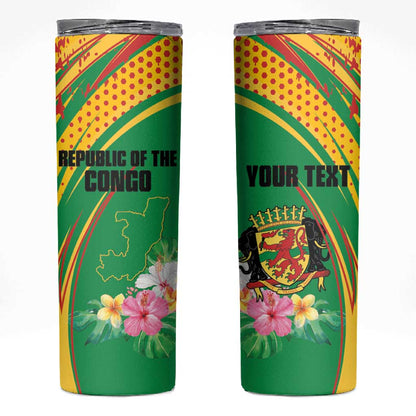 Personalized République du Congo Skinny Tumbler Happy Republic Day - Grunge Style - African Pride