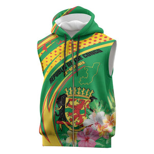 Personalized République du Congo Sleeveless Zip Hoodie Happy Republic Day - Grunge Style - African Pride