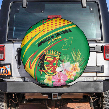 République du Congo Spare Tire Cover Happy Republic Day - Grunge Style - African Pride