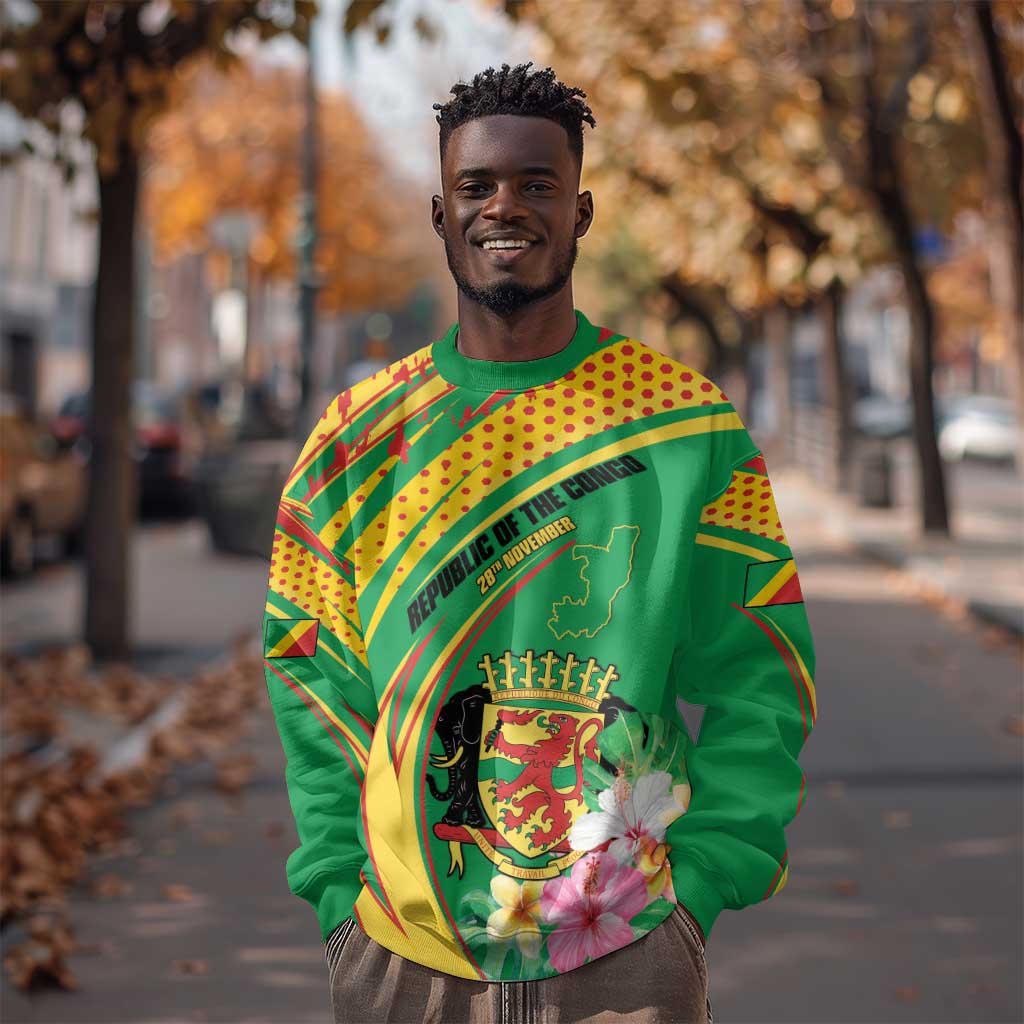 Personalized République du Congo Sweatshirt Happy Republic Day - Grunge Style - African Pride