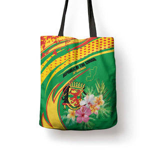 Congo Republic Day Tote Bag Coat Of Arms With Tropical Flower