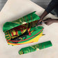 Congo Republic Day Umbrella Coat Of Arms With Tropical Flower
