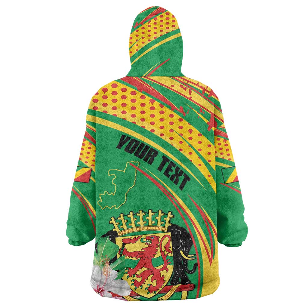 Personalized République du Congo Wearable Blanket Hoodie Happy Republic Day - Grunge Style - African Pride