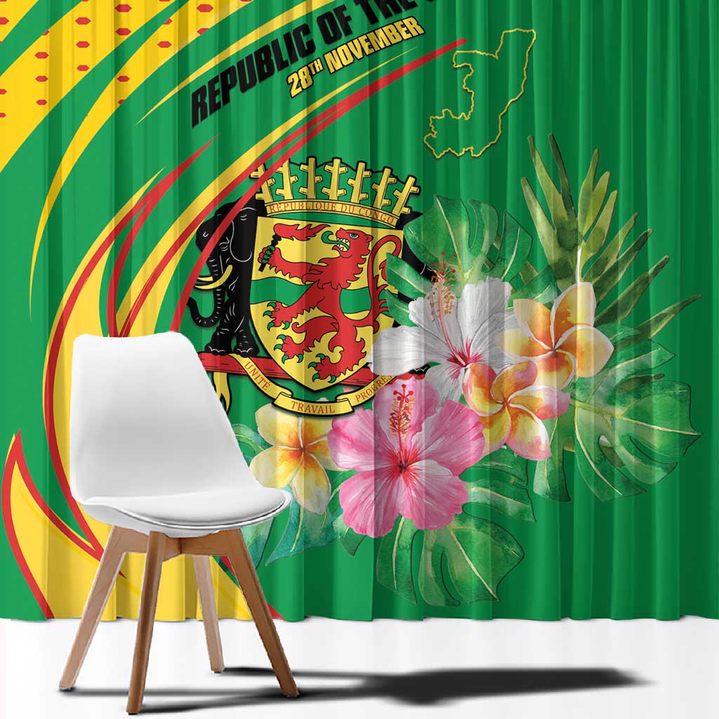 République du Congo Window Curtain Happy Republic Day - Grunge Style - African Pride