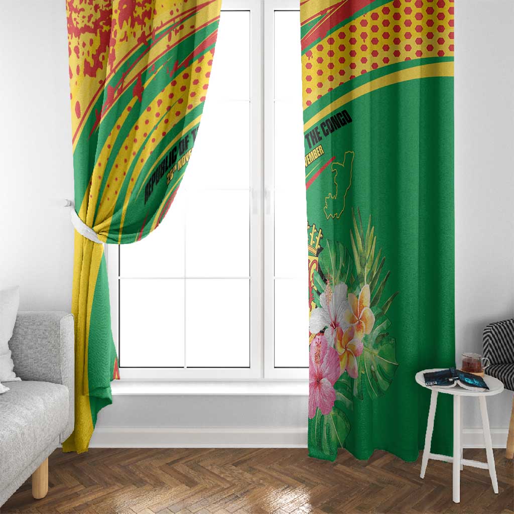 République du Congo Window Curtain Happy Republic Day - Grunge Style - African Pride
