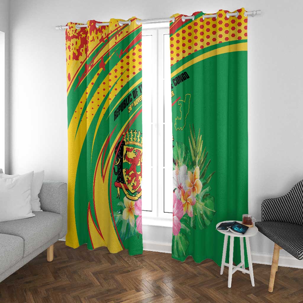 République du Congo Window Curtain Happy Republic Day - Grunge Style - African Pride