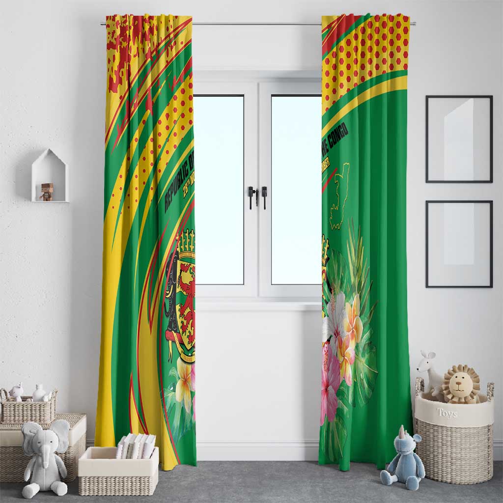 République du Congo Window Curtain Happy Republic Day - Grunge Style - African Pride