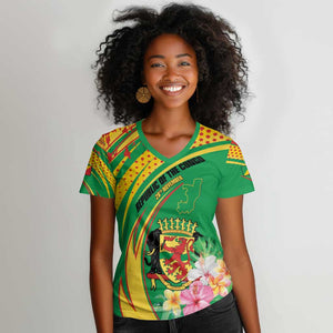 Personalized République du Congo Women V-Neck T-Shirt Happy Republic Day - Grunge Style - African Pride