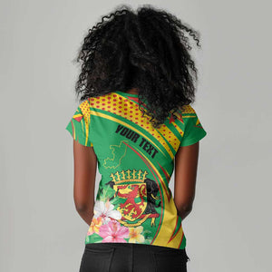 Personalized République du Congo Women V-Neck T-Shirt Happy Republic Day - Grunge Style - African Pride