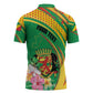 Personalized Congo Republic Day Zipper Polo Shirt Coat Of Arms With Tropical Flower