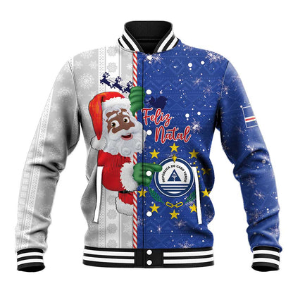 Afro Christmas in Cape Verde Baseball Jacket Black Santa Felix Natal - African Pride