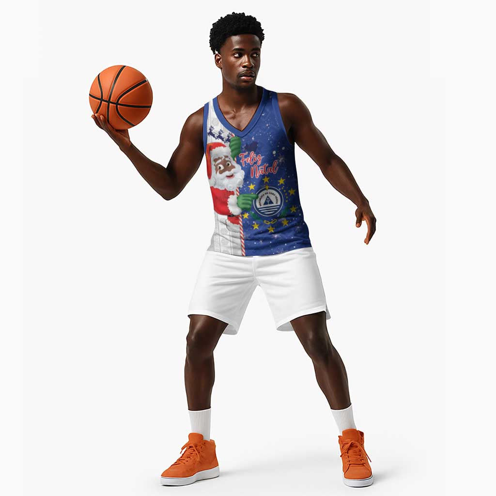 Afro Christmas in Cape Verde Basketball Jersey Black Santa Felix Natal - African Pride