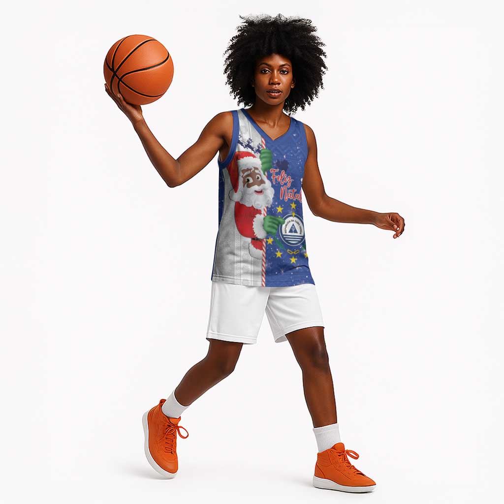 Afro Christmas in Cape Verde Basketball Jersey Black Santa Felix Natal - African Pride
