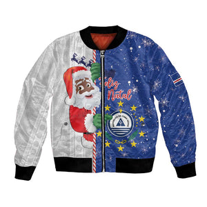 Afro Christmas in Cape Verde Bomber Jacket Black Santa Felix Natal - African Pride