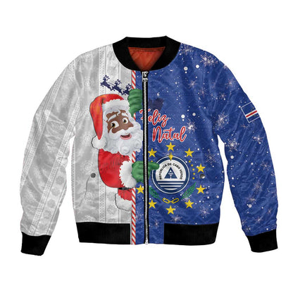Afro Christmas in Cape Verde Bomber Jacket Black Santa Felix Natal - African Pride