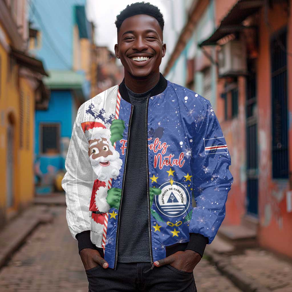 Afro Christmas in Cape Verde Bomber Jacket Black Santa Felix Natal - African Pride