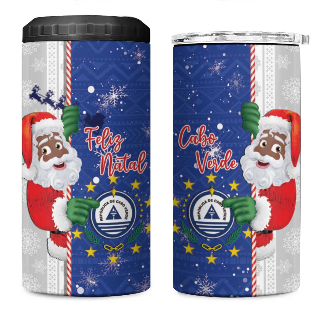 Afro Christmas in Cape Verde 4 in 1 Can Cooler Tumbler Black Santa Felix Natal - African Pride