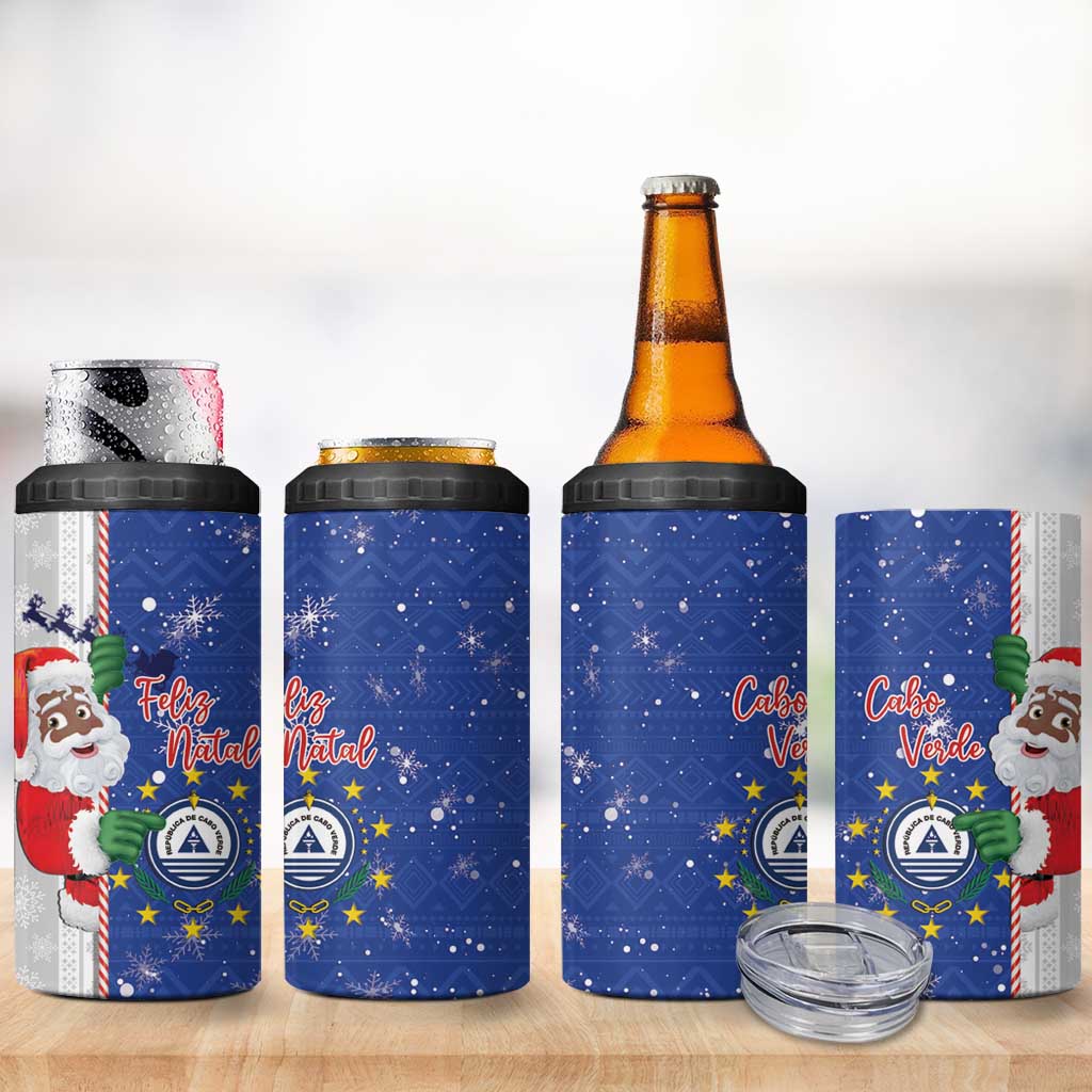 Afro Christmas in Cape Verde 4 in 1 Can Cooler Tumbler Black Santa Felix Natal - African Pride