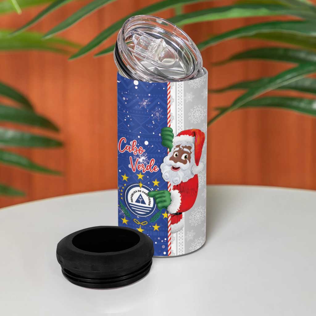 Afro Christmas in Cape Verde 4 in 1 Can Cooler Tumbler Black Santa Felix Natal - African Pride