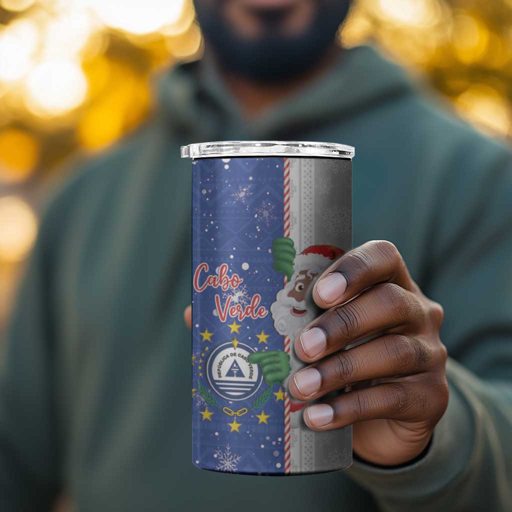 Afro Christmas in Cape Verde 4 in 1 Can Cooler Tumbler Black Santa Felix Natal - African Pride