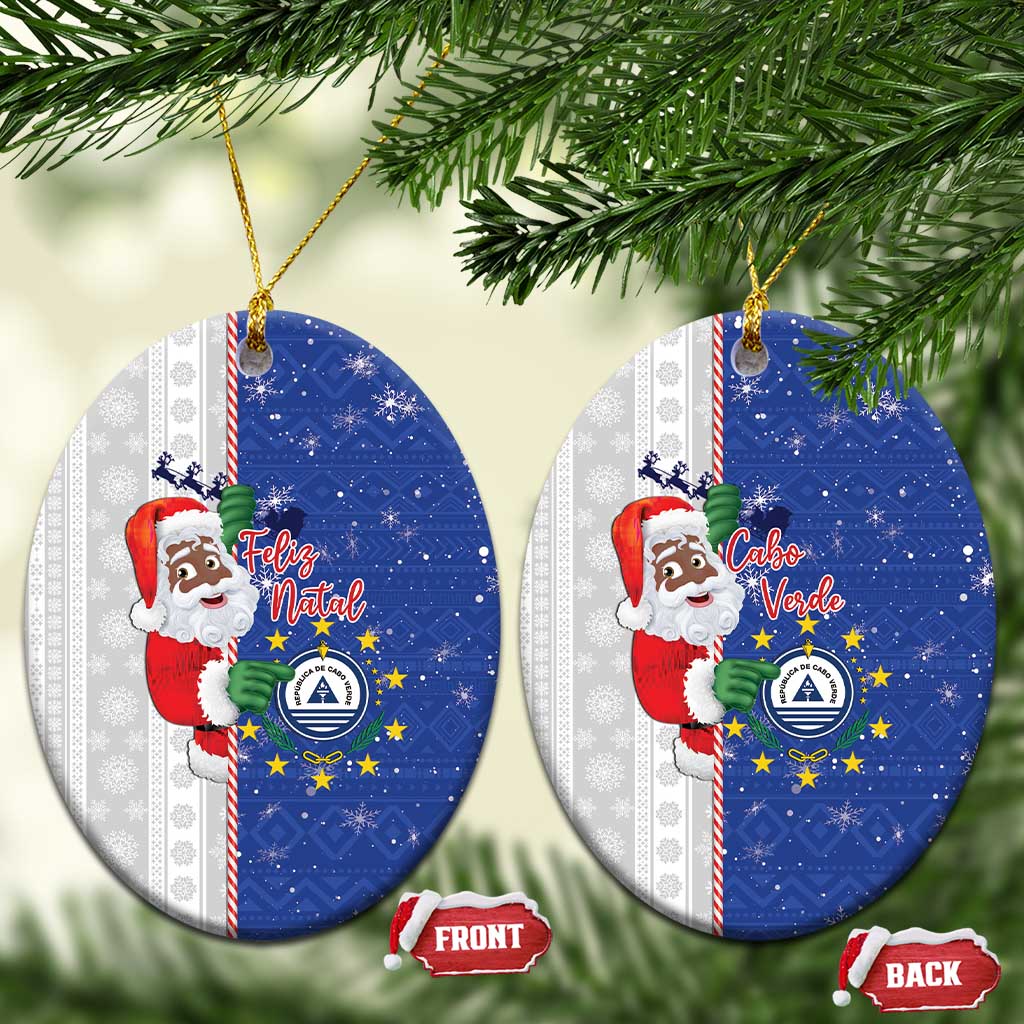 Afro Christmas in Cape Verde Ceramic Ornament Black Santa Felix Natal - African Pride