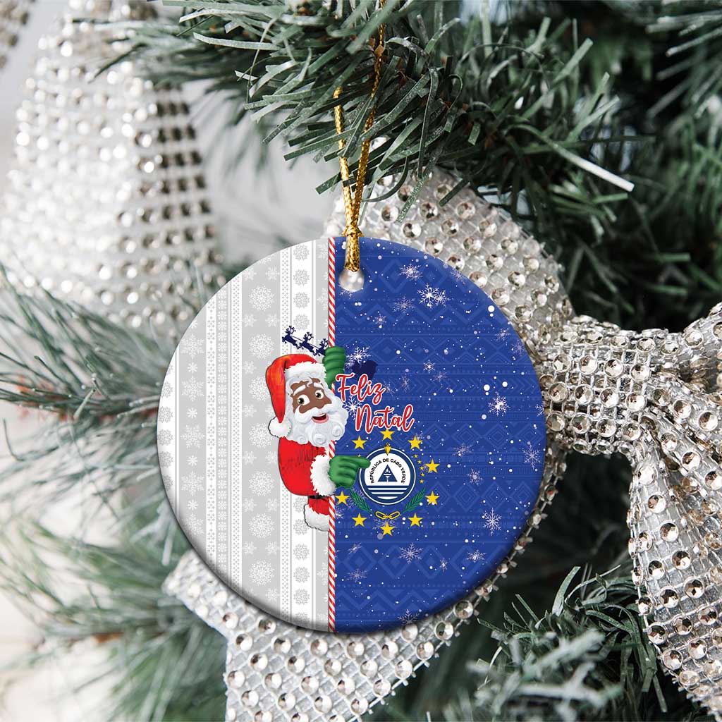 Afro Christmas in Cape Verde Ceramic Ornament Black Santa Felix Natal - African Pride