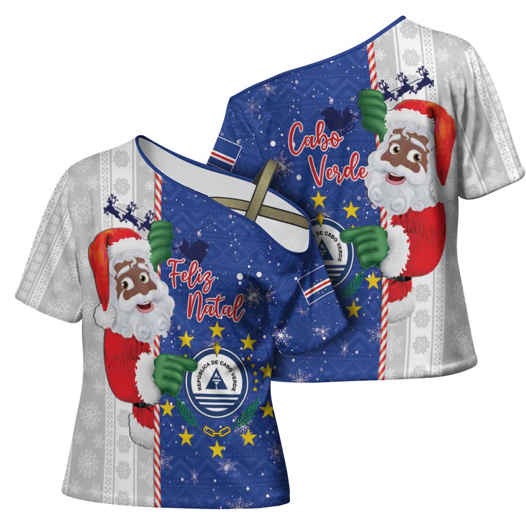 Cape Verde Christmas Cross Shoulder Shirt Black Santa Felix Natal