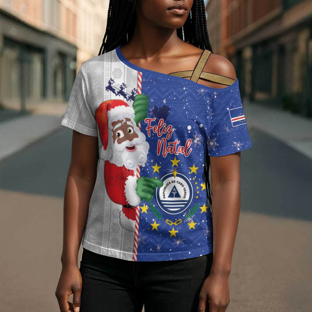 Cape Verde Christmas Cross Shoulder Shirt Black Santa Felix Natal