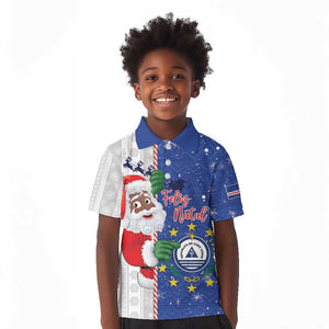 Afro Christmas in Cape Verde Kid Polo Shirt Black Santa Felix Natal - African Pride