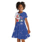Afro Christmas in Cape Verde Kid Short Sleeve Dress Black Santa Felix Natal - African Pride