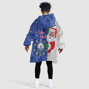 Afro Christmas in Cape Verde Kid Wearable Blanket Hoodie Black Santa Felix Natal - African Pride