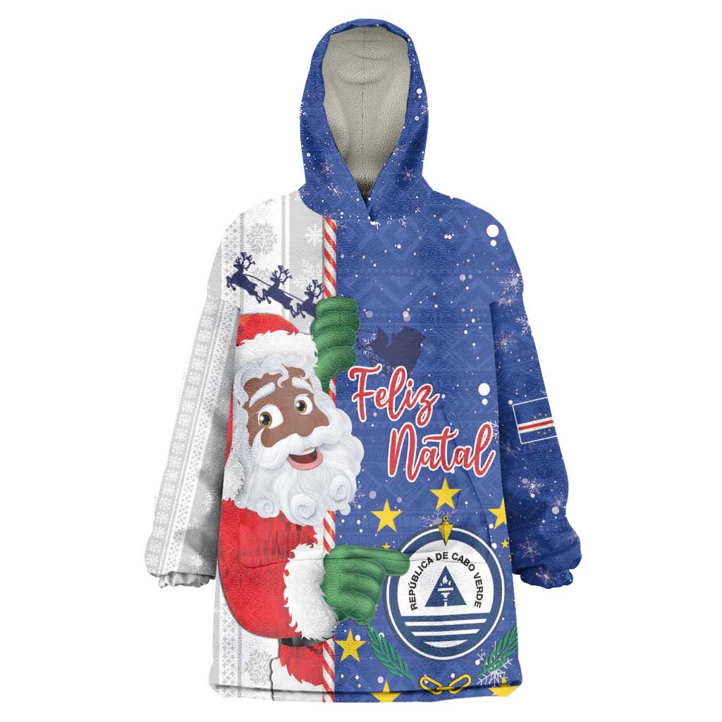 Afro Christmas in Cape Verde Kid Wearable Blanket Hoodie Black Santa Felix Natal - African Pride