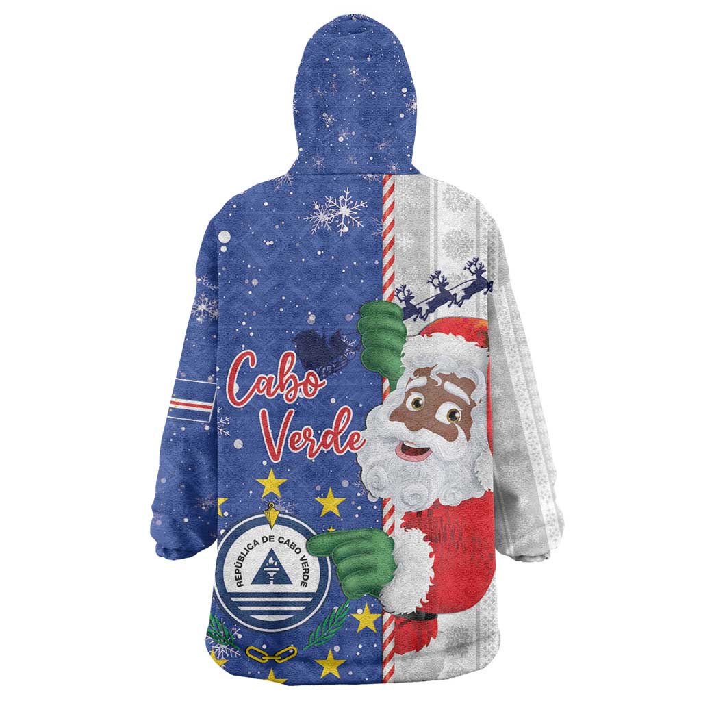 Afro Christmas in Cape Verde Kid Wearable Blanket Hoodie Black Santa Felix Natal - African Pride