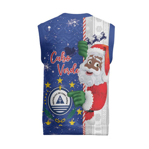 Afro Christmas in Cape Verde Christmas Knitted V-Neck Vest Black Santa Felix Natal - African Pride