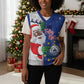 Afro Christmas in Cape Verde Christmas Knitted V-Neck Vest Black Santa Felix Natal - African Pride