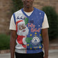 Afro Christmas in Cape Verde Christmas Knitted V-Neck Vest Black Santa Felix Natal - African Pride